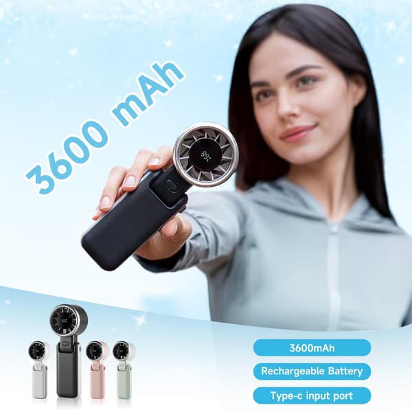 Håndholdt USB-blæser, 5 hastigheder, 180° vip, foldbar, sort black