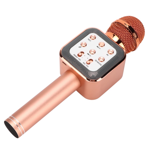 Trådlös mikrofon Bluetooth mikrofonhögtalare 5W bärbar handhållen för karaokefesthem (roséguld)
