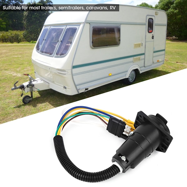 4-vägs Flat till 7-vägs Rund Koppling US Typ RV-Kablage Lastbil Trailer Plug Hitch med Fäste 6-24V