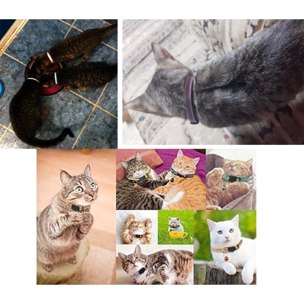 (12 farger) Reflekterende kattehalsbånd, anti-kvelende kattungehalsbånd og klokke, justerbart kattehalsbånd, katte- og kjæledyrtilbehør