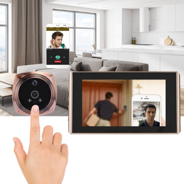 4300E Digitalt Dørkikkert &amp; Ringeklokke 2 Millioner Piksler 4.5in LCD Skjerm Nattsyn Ringeklokke