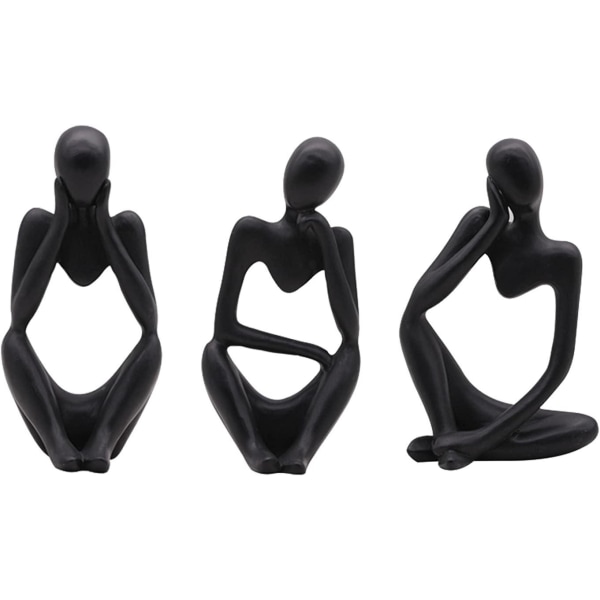 Tänkerstaty, 3 delar Resin Abstrakt Skulptur Mini Think