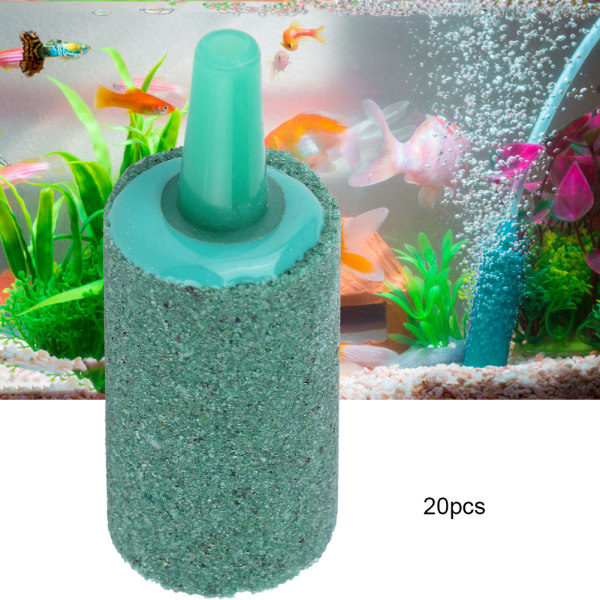 20 STK Grön Sandsten Cylinder Akvarium Syrgaspump Luftning Air Stone Fish Tank Bubble Stones Tillbehör