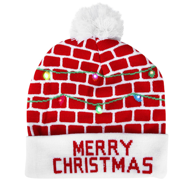 Stickad mössa färgglad ljus fest semester jul mössa hatt för barn vuxen #5