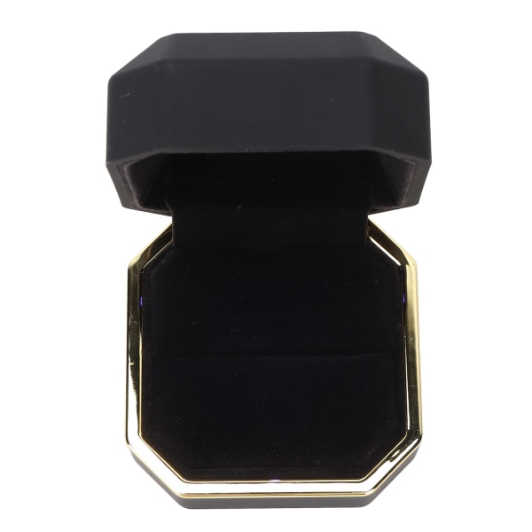Luxury Ring Box Square Velvet case LED-valolla ehdotuskihlaukseen WeddingBlack