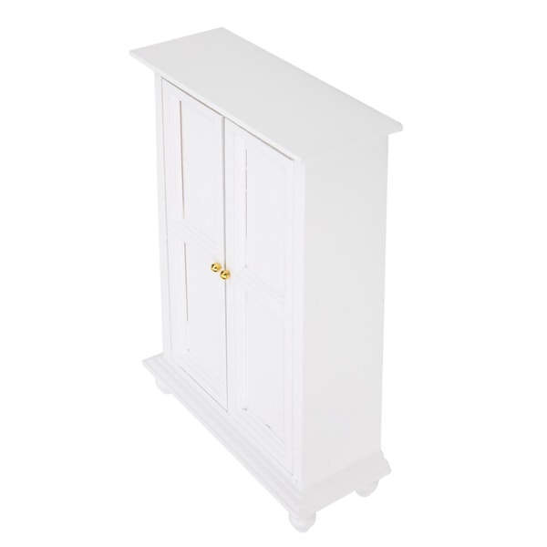 Miniature Dukkehus Garderobe Hvidt træ Dobbeltdør Husholdningsskab
