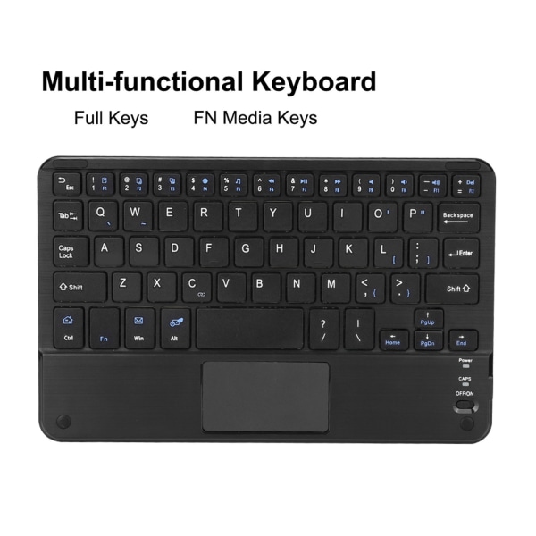 7/8in 75-timers fungerende Bluetooth Touchpad-tastatur med beskyttende etui til Android/iOS/Windows
