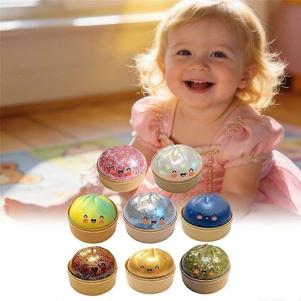 Dumpling Squishies Leker - Glitrende Dumpling, Fargerike Dumpling Stressballer Fidget Sensorisk Leketøy, Klatredeigball for Stresslindring Blå Blå Blue