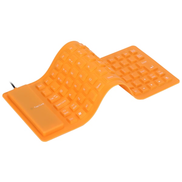 Förseglat silikontangentbord - lätt, bärbart, tyst och bekvämt USB tangentbord för PC (orange) Orange