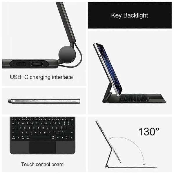 For iPad Pro 13 (2024) Magnetic Floating Bluetooth Keyboard + Leather Tablet Case