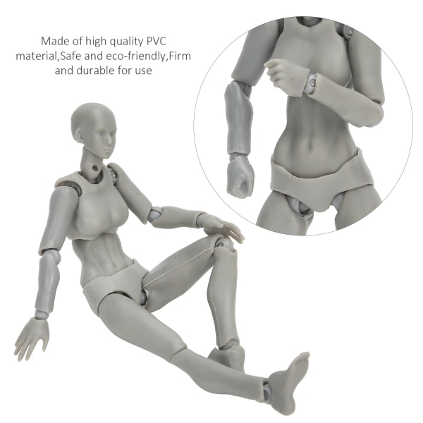 PVC-kunstnere Action Figur Modell Menneske Tegning Modell Kvinne Mannequin DekorationGrå