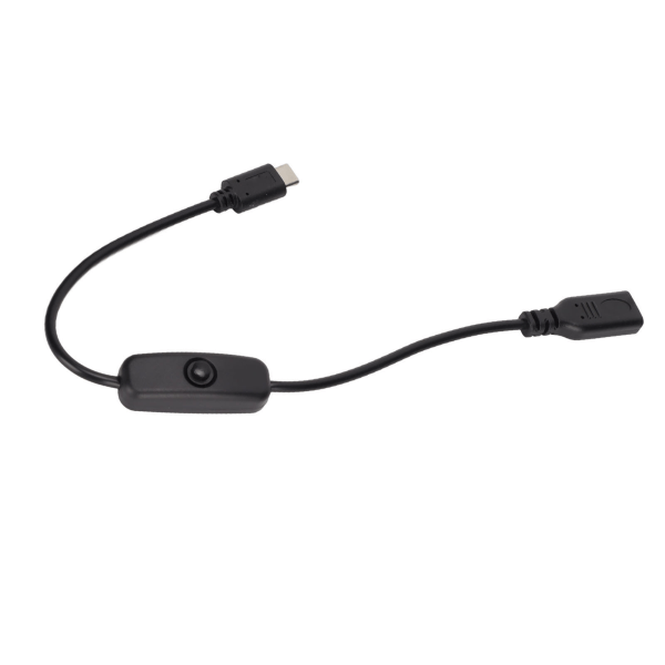 Typ C hane till hona power 30 cm/11,8 tum USB -förlängningskabel med ON/OFF-brytare för mobiltelefoner Svart