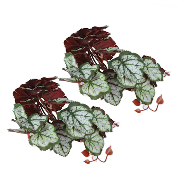 2 st konstgjorda vattenväxter, simulerad vinstock, naturtrogna plastblad, dekoration med sugkopp för akvarium, Heuchera-blad