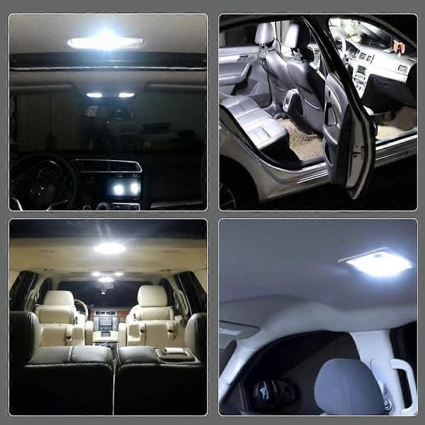 4-pak Vita LED Panel Kuplelamper, COB 48-SMD LED Interiør Billamper Bil LED Interiør Kuplelamper
