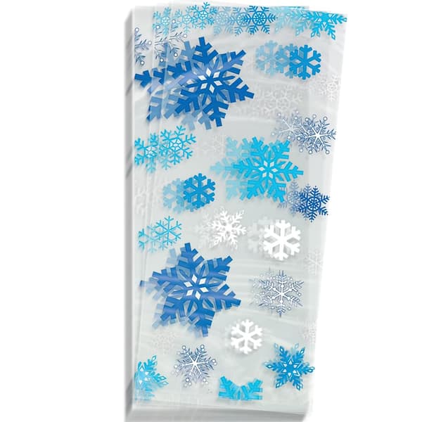 Cellofan Blå och Vit Snöflinga Julkalaspåsar, 20 Stycken
