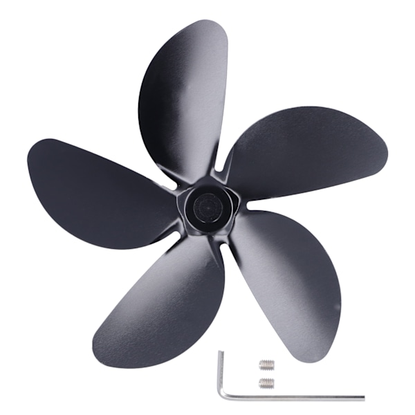 Fan Blade Replacement Fireplace Aluminum Alloy Blade Black Universal Stove Fan Blade5 Blade