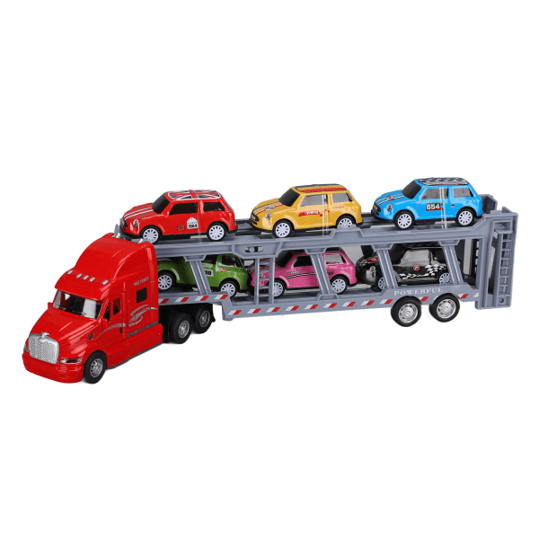 1:48 Carrier Truck Lelu Malli Seos Irrotettava Kuusi Autoa Lasten Kuljetusajoneuvot Simulaatiomalli 3-vuotiaille +(punainen)