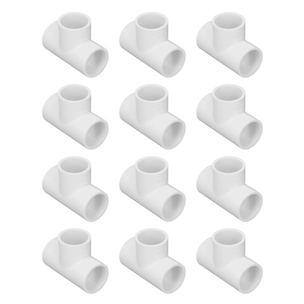 12 stk PVC T-rørkoblinger Plast Skjøter med lik diameter Adapter Vannforsyning Hjem forbedring 25 mm ID
