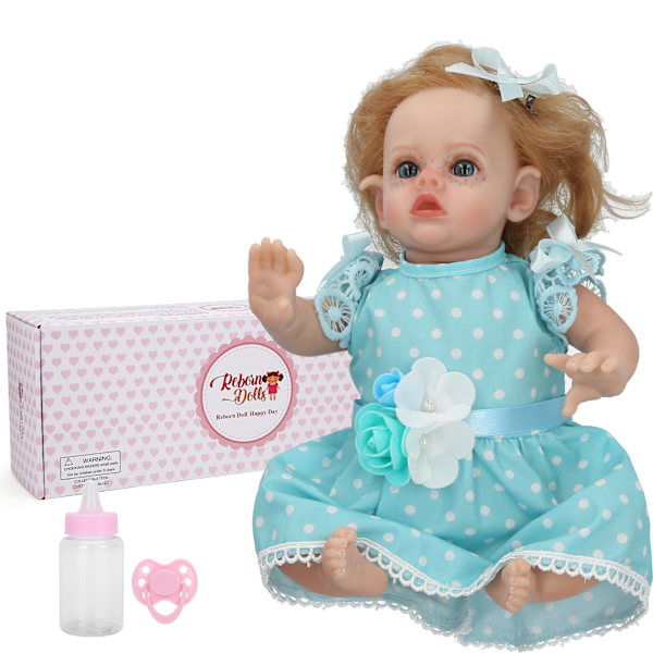 12-tums Reborn Baby Doll Livsliknande Baby Girl Doll Toy Hårklämma Matningsflaska Nippel Set