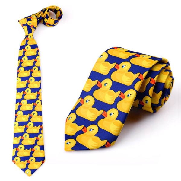 Blå og gul Andeslips - Originalt slips - Fancy slips - Forklædning