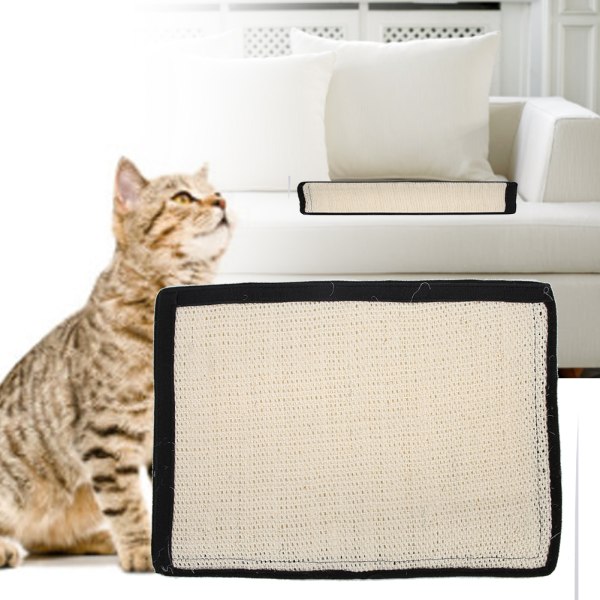 Sisal Hamp White Pet Bord Ben Skrapebrett Sofa Skrapematte Kløestolpe Møbler Beskytt for katter Hvit