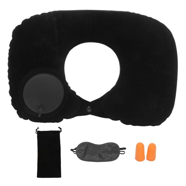 U-muotoinen tyynypuristin puhallettava pehmeä pääntukityyny Kohdunkaulan suoja autotoimistolentokoneille (musta)