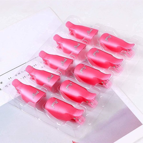 Rosa akryl Nagelklämmor Set för UV-gellackborttagning - 10 stycken