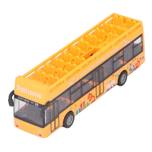 Barn Legering Cabriolet Bussmodell Hög Simulering Utsökt utseende Metall Pull Back Bussleksak för barn Barn Gul