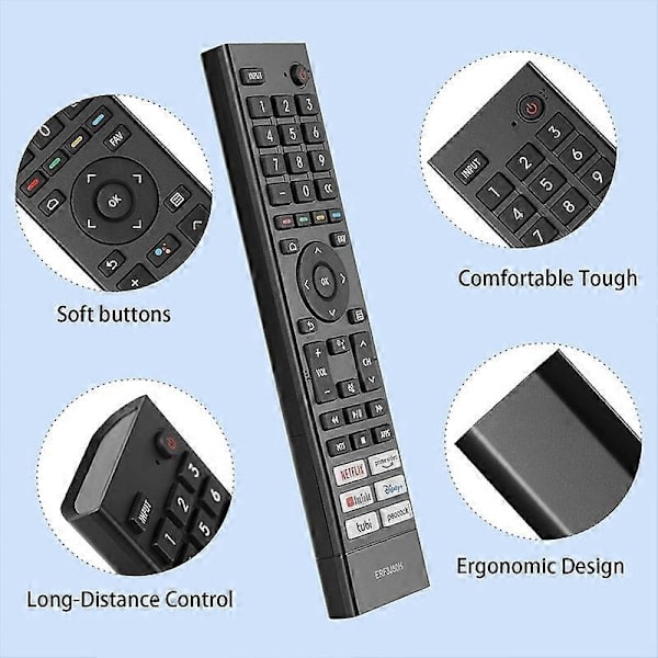 ERF3J80H Remote Control for Hisense Smart TV Battery Operated Replacement Remote