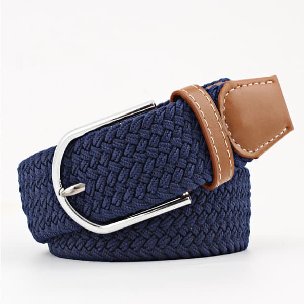2-pak Stretch Canvas Flettede Bælter til Kvinder - Jeansbælter til Kvinder, One Size Blue/Brown
