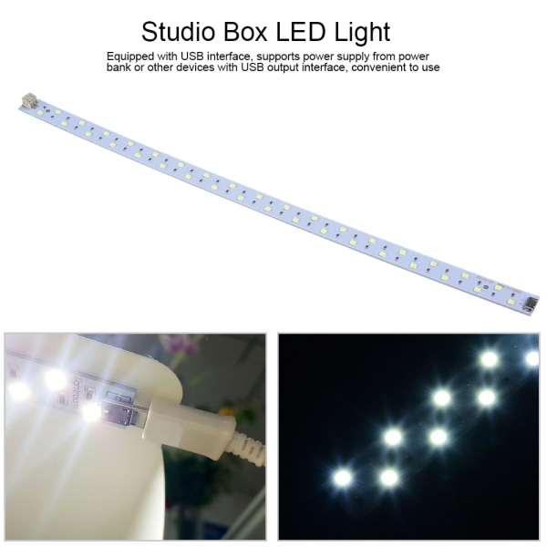 USB-drevet LED-lys for studioboksfotografering (35 cm)