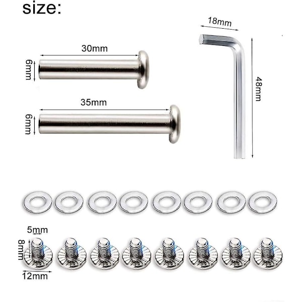 Sæt med 8 udskiftningshjul til 50 mm kuffert - Gummi Trolley Case Hjul med Lejer, Reparationssæt og Aksler (30 mm & 35 mm)