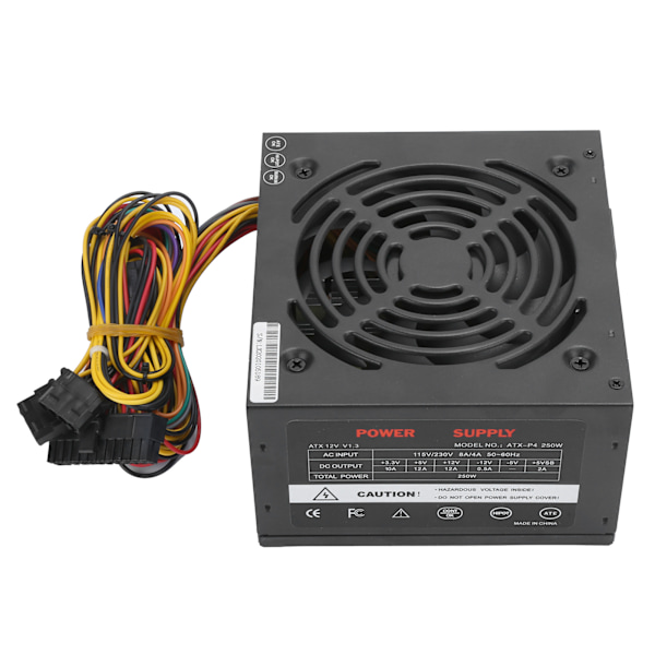 PC Strømforsyning 250W Stasjonær Datamaskin Deler Tilbehør ATX-250W Justerbar 115/230V EU Plugg