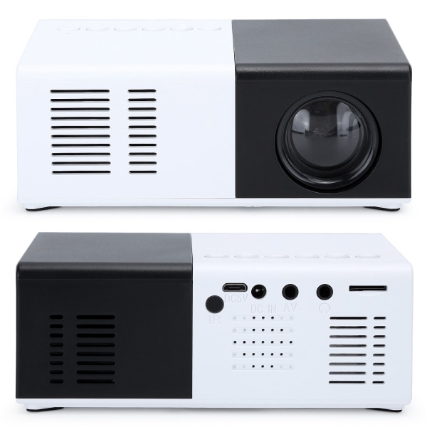 Miniprojektor bærbar svart og hvit LED-projeksjonsmaskin med stativ 100-240VEU-plugg