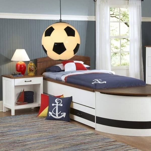 Fodbold-tema pendellampe til børneværelset, hængende glaskugle, E27-fatning, PZCC lysekrone til soveværelset