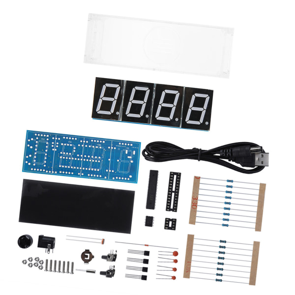 4-cifret DIY digitalt LED-ursæt Automatisk visningstid Temperatur Elektronisk DIY-kit Ur Grønt