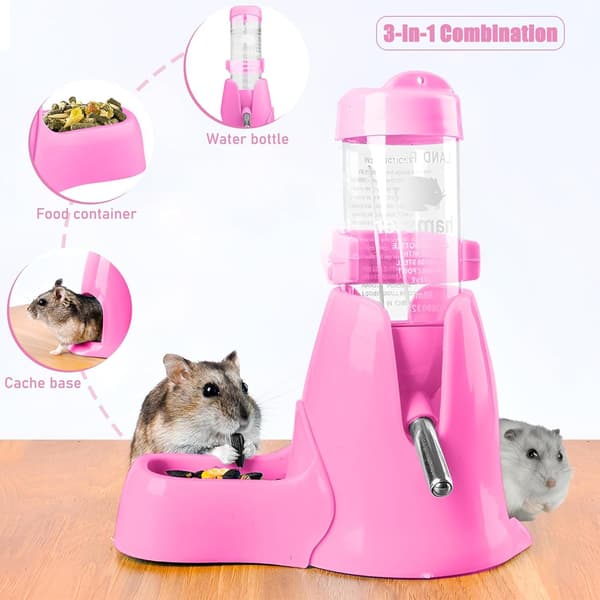 Vanddispenser til små dyr, 80 ml automatisk vandflaskedispenser til kæledyr (Pink, S)