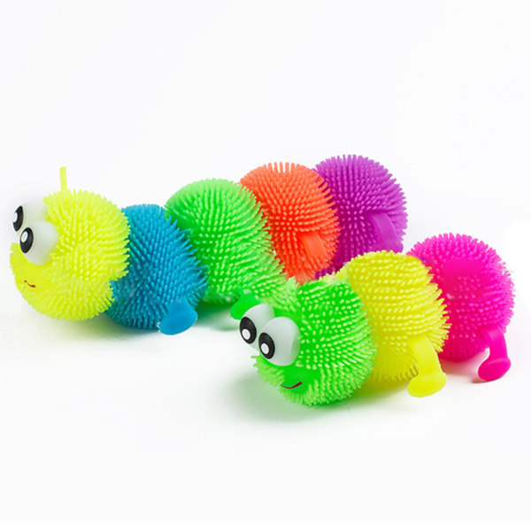 Glowing Puffer Toy Mjuk Caterpillar Toy Anti Stress hår Caterpillar Toy för barn