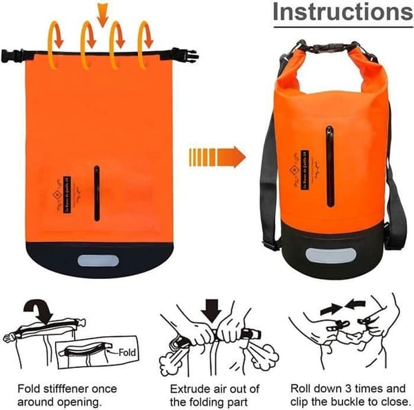 20L Flydende Vandtæt Tørpose, Roll-Top Sæk med Lang Rem, Orange