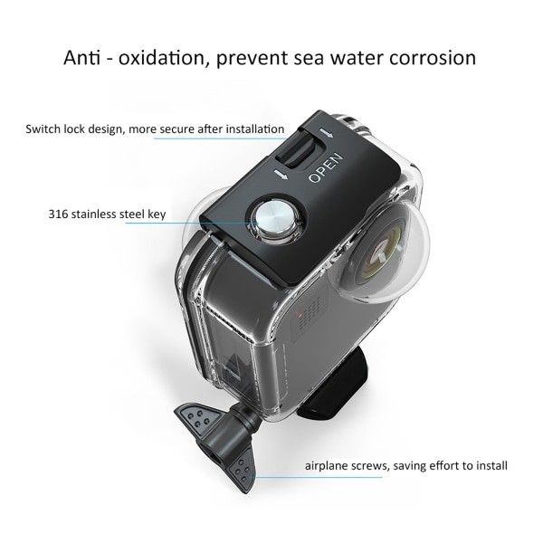 Vandtæt hus Shell Cover Kamera beskyttende dykkertaske til GoPro Max panoramakamera