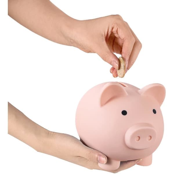 Uknuselig sparegris i plast for jenter og gutter (1 stk rosa) sparegris rosa