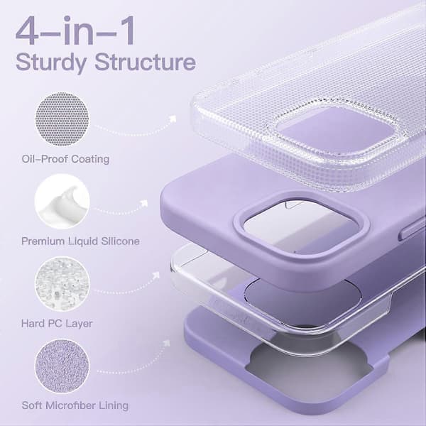 Silicone Case Compatible with iPhone 13 6.1 inch, Silky Soft Full Body Protective Case, Shockproof Cover with Microfiber Lining (Light Purple)