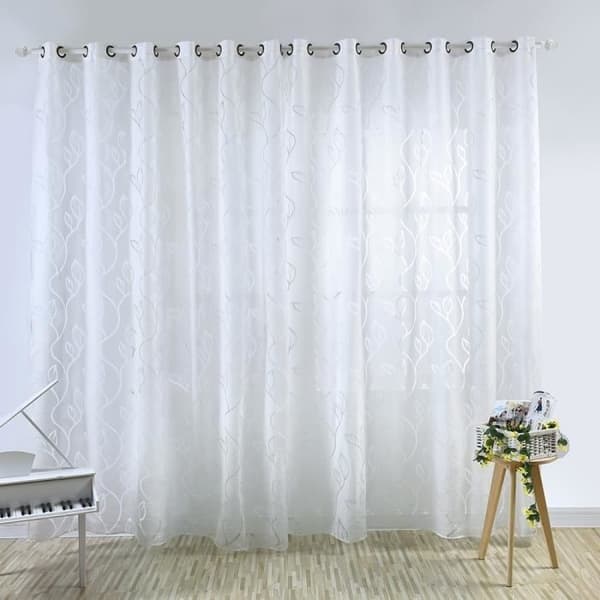 Set med 2 skira gardiner - Heminredning - 100 x 250 cm - Vit White