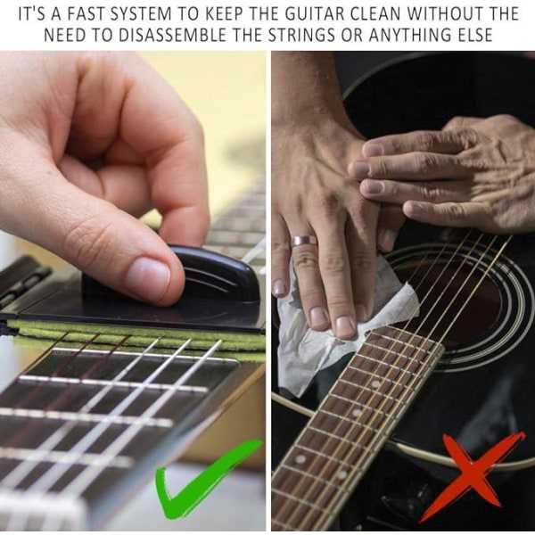 String Cleaner 2 kpl puhdistustyökalu kitaralle, bassolle ja ukulelelle, kuidusta valmistettu kitaran kaulan puhdistusaine kielisoittimien huoltoon.