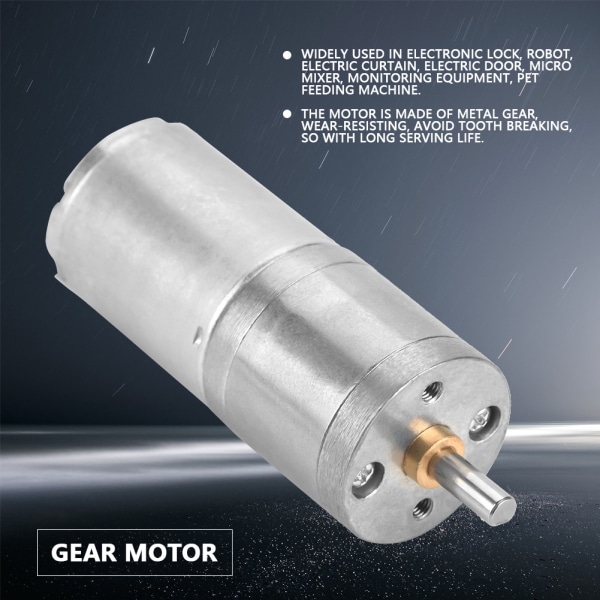 12V DC 25mm Metallväxelmotor för Elektroniska Lås - Låg Hastighet (1 Styck)