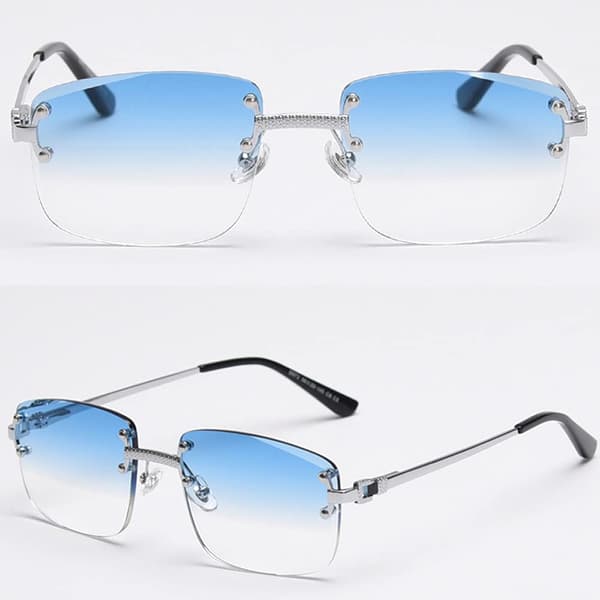 Rammeløse solbriller firkantet gradient rammeløse briller retro briller - lyseblå Gradient light blue