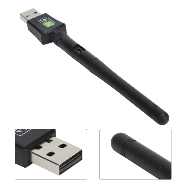 USB Wifi-sovitin Vastaanotin Antenni Ethernet 600Mbps 2.4Ghz5Ghz Langaton verkkokortti Musta