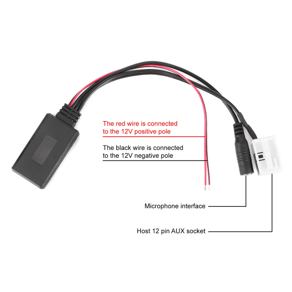 Bluetooth Audio Kabel Adapter til Citroen Berlingo - 12Pin AUX stik med mikrofon