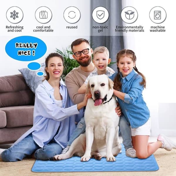 Genanvendelig kølemåtte til hunde 70x55 cm, selvafkølende sommer-kæledyrsmåtte, blå