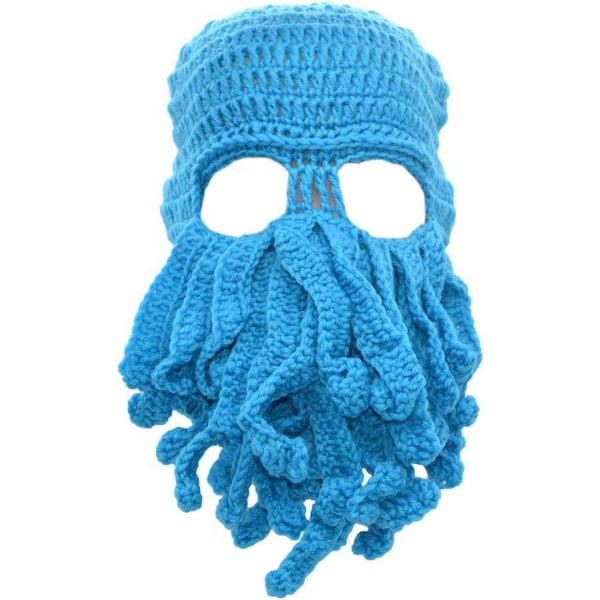 Unisex Stilig Octopus Knit Ski Hat Vindtett Ski Goggle Cap Hold Face Varm Blå